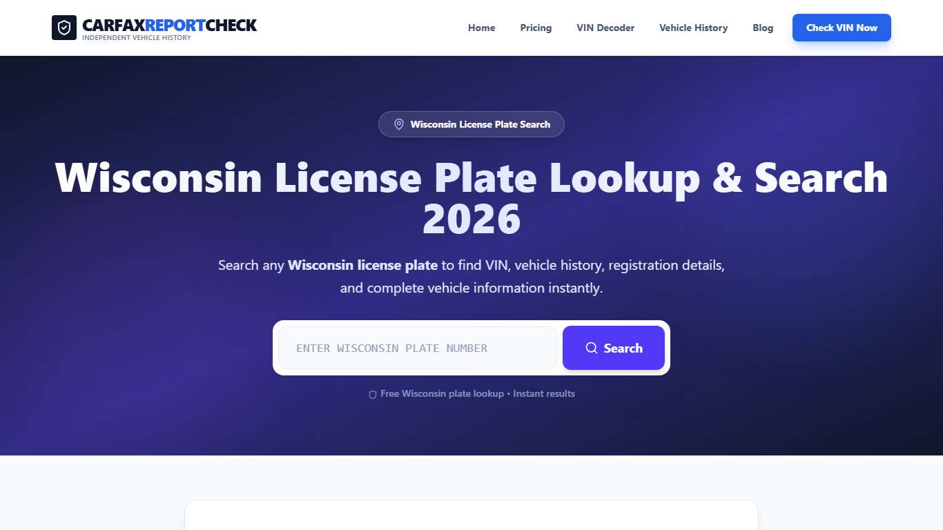 Wisconsin License Plate Lookup & Search 2026