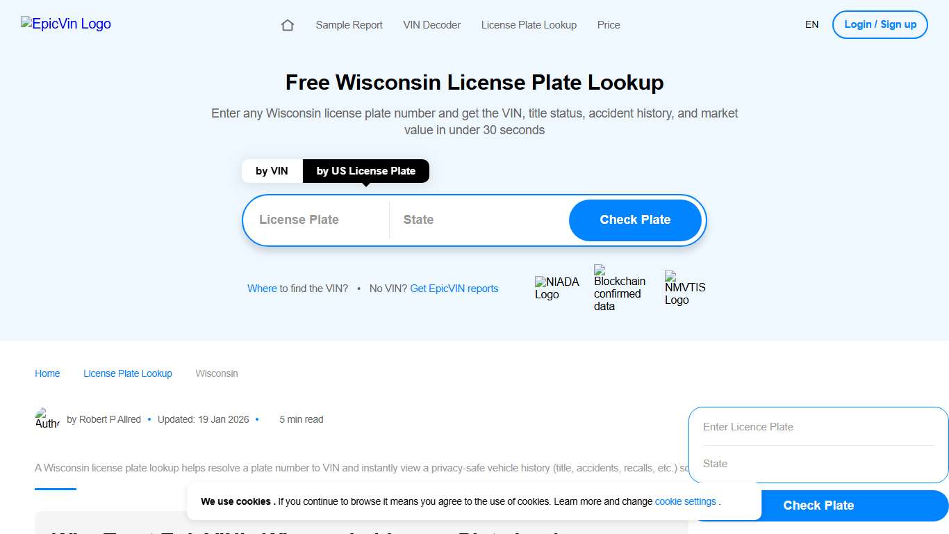 Free Wisconsin License Plate Lookup and Owner Search